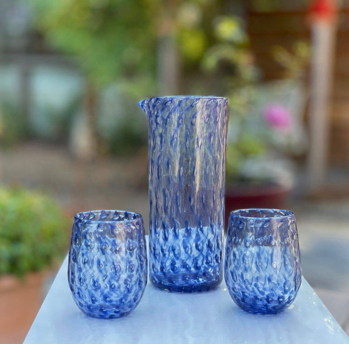 Nebbia Murano Glasses and Carafe Set, Bullicante & Avventurina