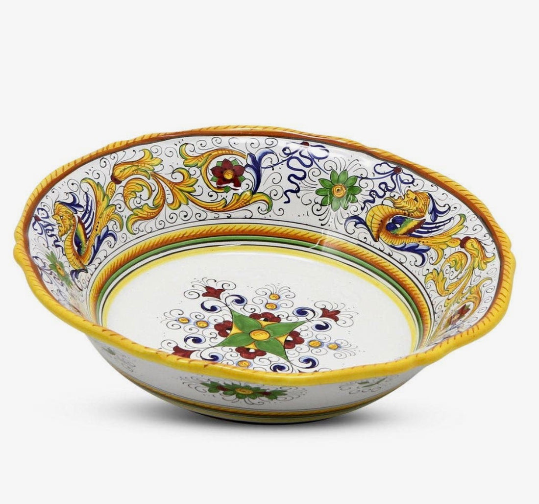 Deruta~Raffaellesco Deluxe: Serving Serving Pasta/Salad Bowl with Fluted Rim (12.5" Diam)